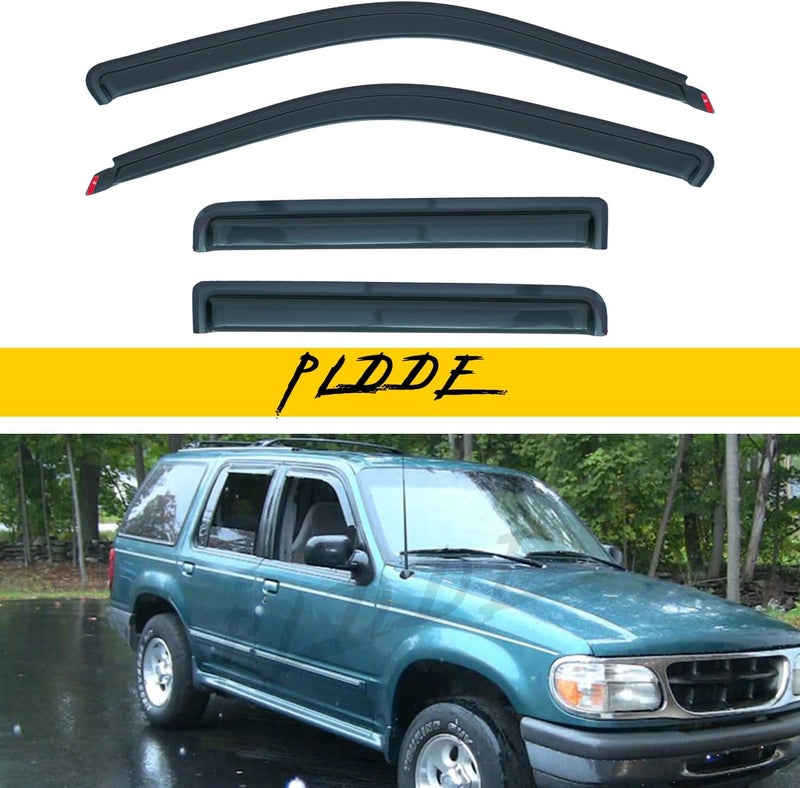 PLDDE in-Channel Rain Guards Compatible with 2001-2005 Sport Trac 1997-2001 Mercury Mountaineer 1991-2001 Explorer Side Window Visor Wind Deflector Vent Visors Car Accessories Tape-On 4pcs - Image 1